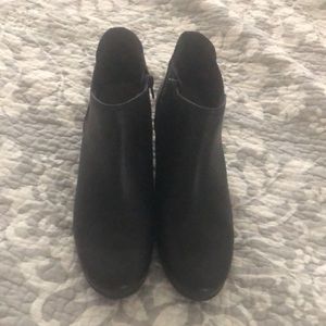 Clarks black leather ankle boot with low heel